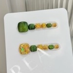 Zümrüt Yeşili Gold Işıltılı Kısa Oval El Yapımı Takma Tırnak XS